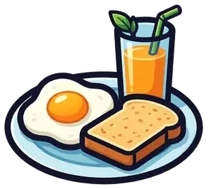 A breakfast plate with a fried egg, toast and a glass of orange juice