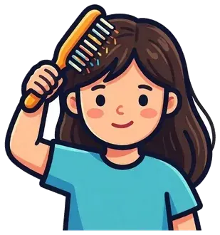 A girl brushing her long hair
