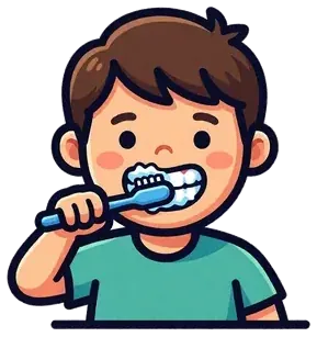 A child brushing his teeth