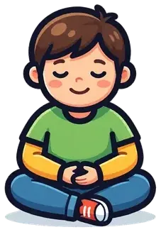 A child sitting cross-legged with his eyes closed