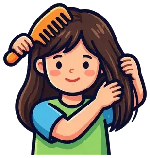 A girl combing her long hair