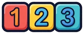 The numbers 1, 2 and 3 on colored blocks