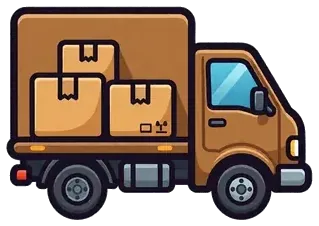 A moving truck loaded with cardboard boxes