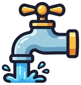 A faucet with the water running