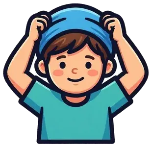 A child pulling a shirt on over his head