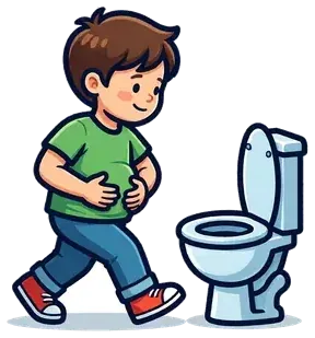 A child walking to the toilet