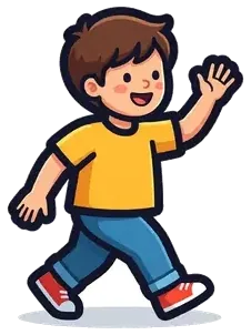 A boy waving goodbye