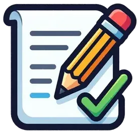 A worksheet and a pencil with a green check mark