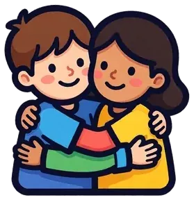 Two children hugging