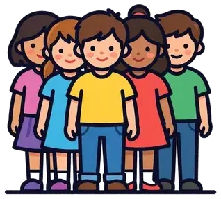 A group of children standing in a line