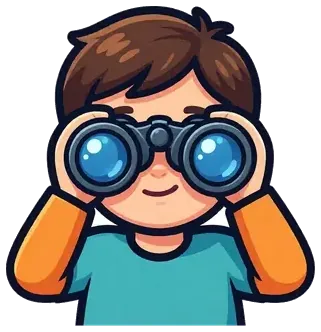 A boy looking through binoculars