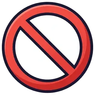 A red circle with a line through it