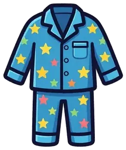 Blue pajamas with yellow stars
