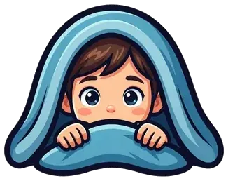 A child hiding under a blanket