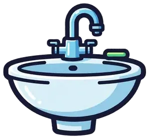 A white bathroom sink