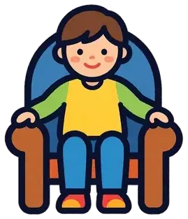 A child sitting in a big chair