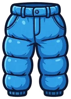 A pair of puffy blue snow pants