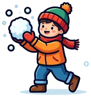 A child in a winter hat throwing a snowball