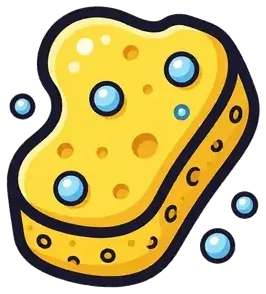 A yellow bath sponge with bubbles