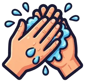 Two soapy hands rubbing together
