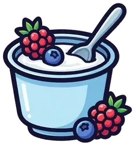 A cup of yogurt with berries and a spoon