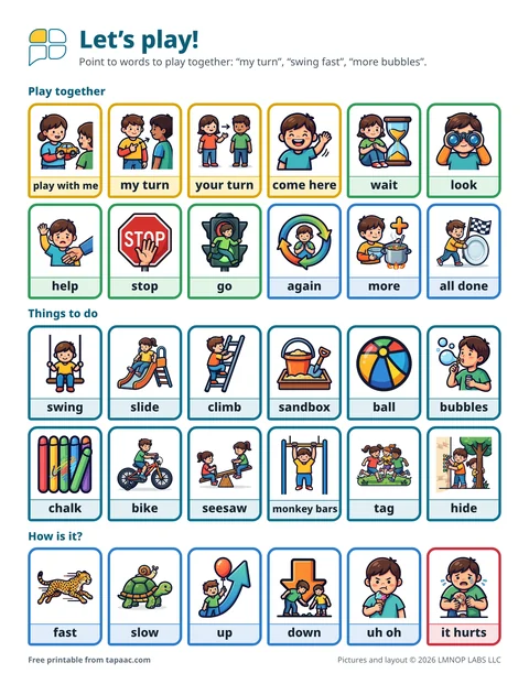 Playground communication board with 30 play pictures