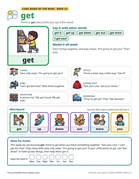 Core word of the week 22 printable for the word get